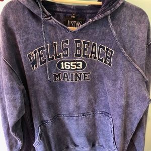 Wells Beach Maine blue hoodie sweatshirt